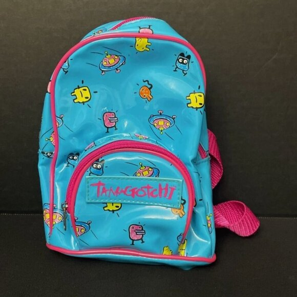Vtg Tamagotchi Mini Backpack Blue/Pink Vinyl UFO Space Creatures 1997 - Picture 1 of 5